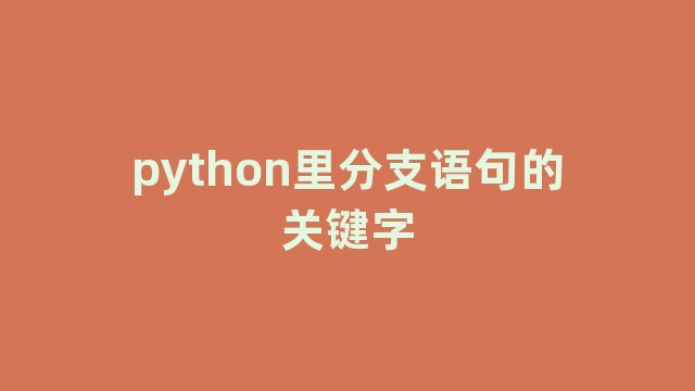 python里分支语句的关键字