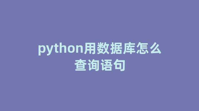 python用数据库怎么查询语句