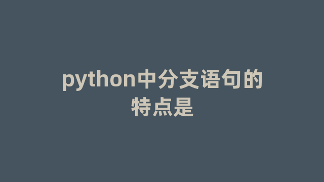python中分支语句的特点是