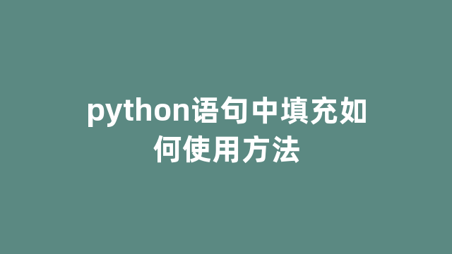 python语句中填充如何使用方法