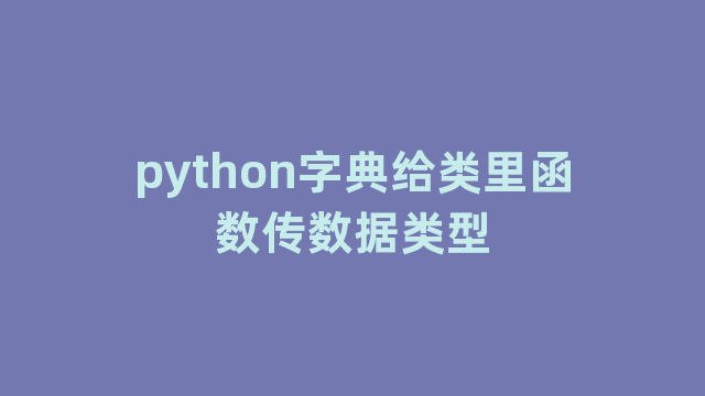 python字典给类里函数传数据类型