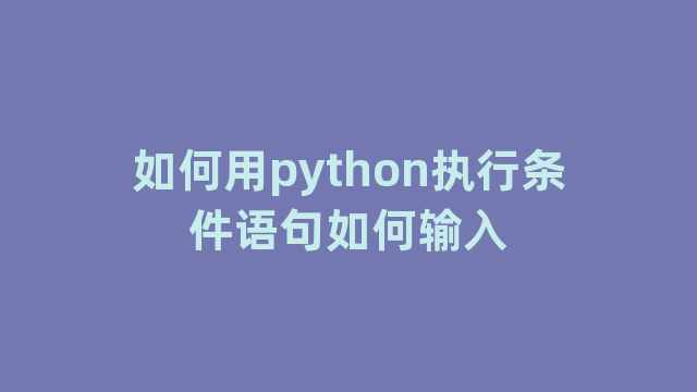 如何用python执行条件语句如何输入
