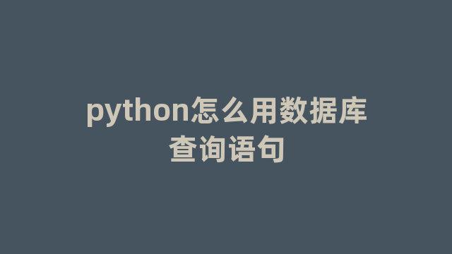 python怎么用数据库查询语句