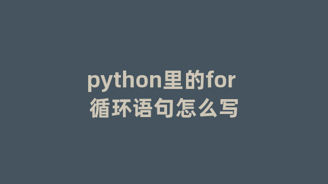 python里的for 循环语句怎么写