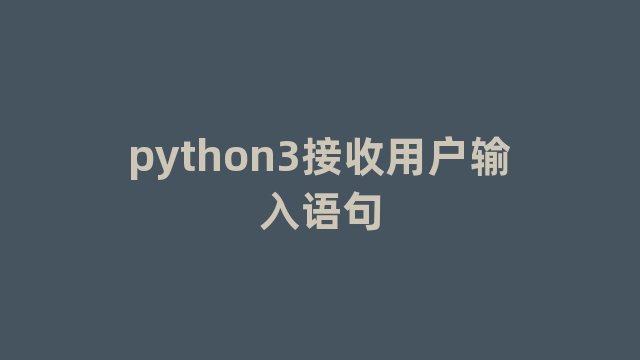 python3接收用户输入语句
