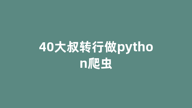 40大叔转行做python爬虫