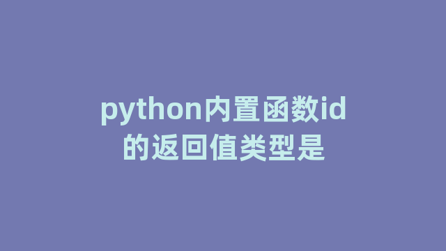 python内置函数id的返回值类型是