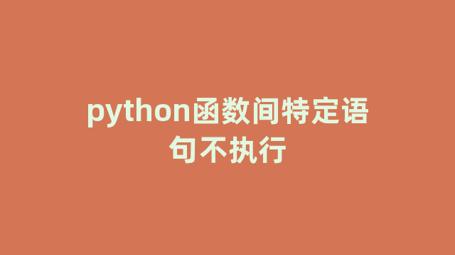 python函数间特定语句不执行