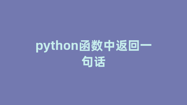 python函数中返回一句话