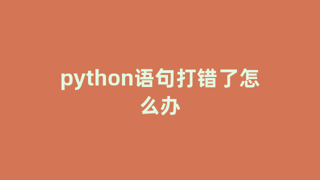 python语句打错了怎么办