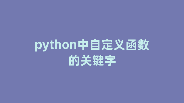 python中自定义函数的关键字