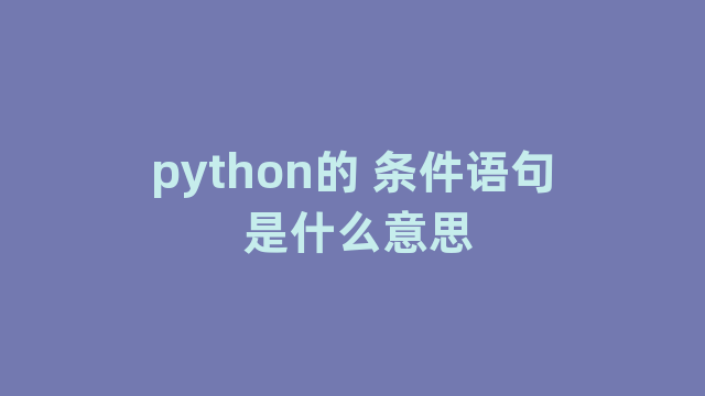 python的 条件语句 是什么意思