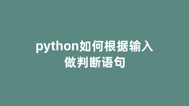 python如何根据输入做判断语句