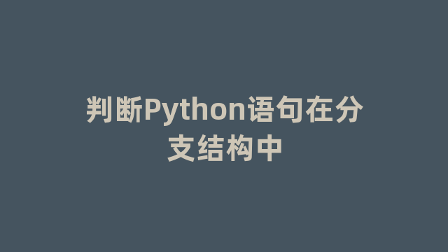 判断Python语句在分支结构中