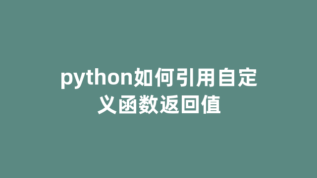 python如何引用自定义函数返回值