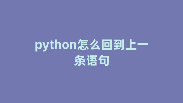 python怎么回到上一条语句