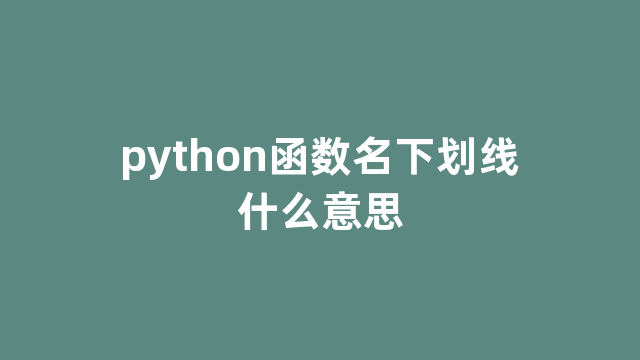 python函数名下划线什么意思