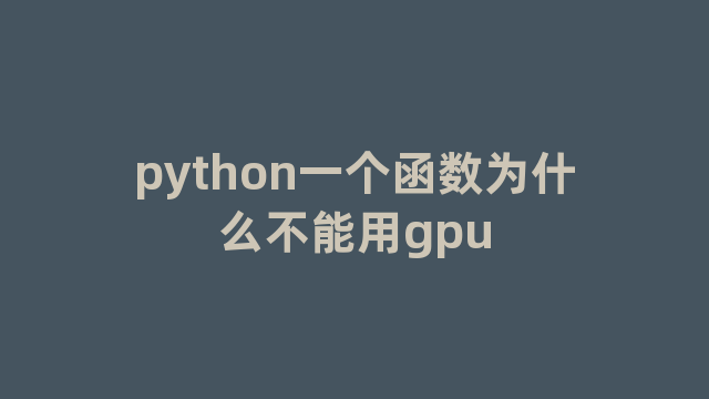 python一个函数为什么不能用gpu