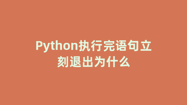 Python执行完语句立刻退出为什么