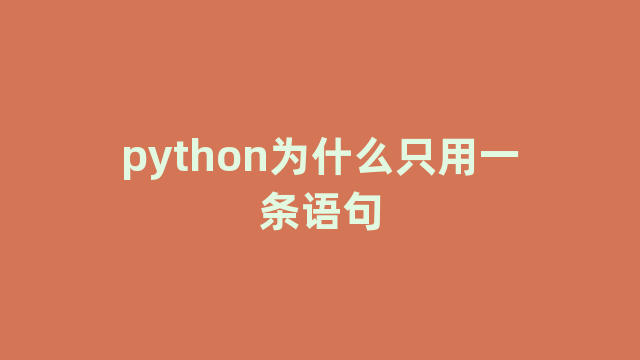 python为什么只用一条语句