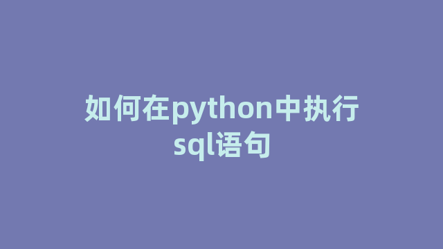 如何在python中执行sql语句 如何在python中执行sql语句
