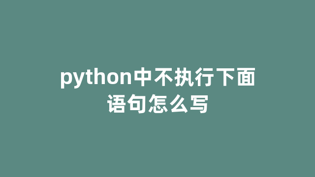 python中不执行下面语句怎么写 python中不执行下面语句怎么写