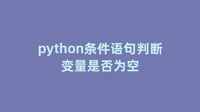 python条件语句判断变量是否为空