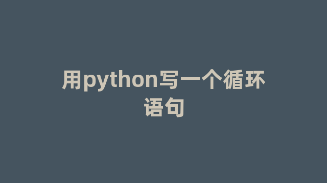 用python写一个循环语句