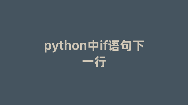 python中if语句下一行