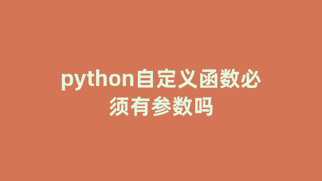 python自定义函数必须有参数吗