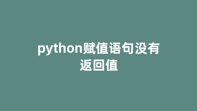 python赋值语句没有返回值