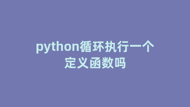 python循环执行一个定义函数吗
