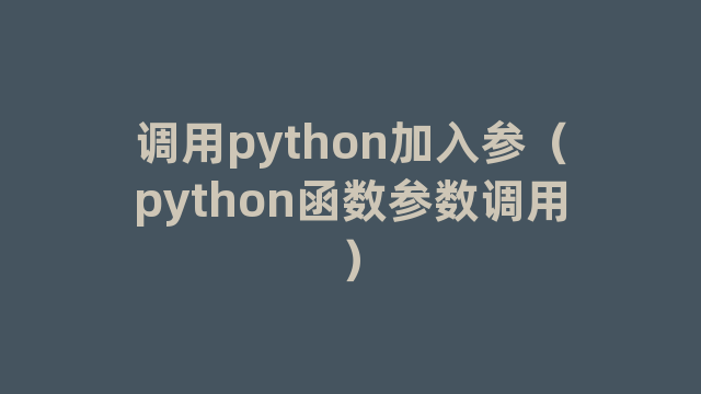 调用python加入参（python函数参数调用）