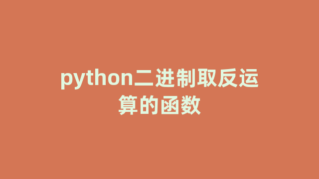 python二进制取反运算的函数