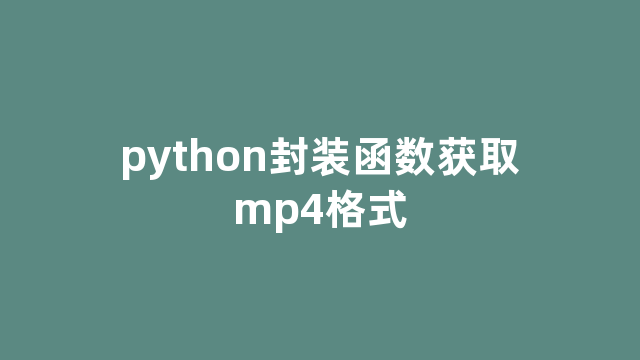 python封装函数获取mp4格式
