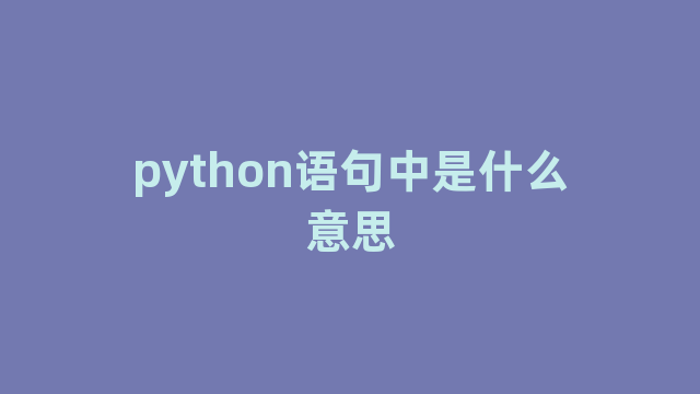 python语句中是什么意思