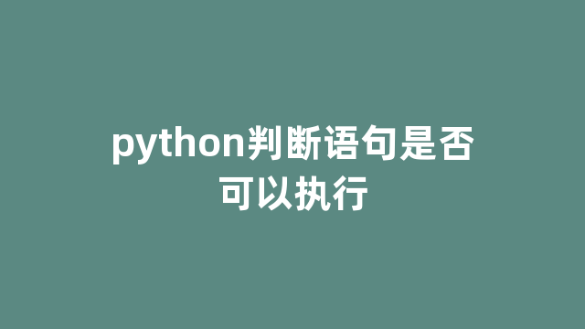 python判断语句是否可以执行