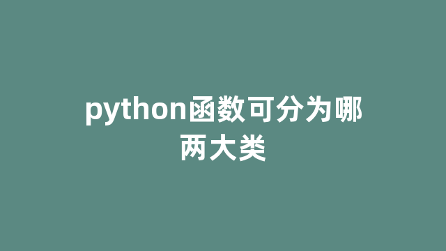 python函数可分为哪两大类