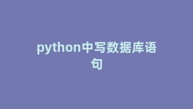 python中写数据库语句