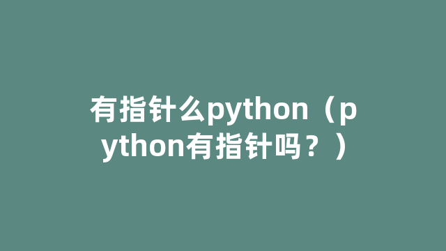 有指针么python（python有指针吗？）