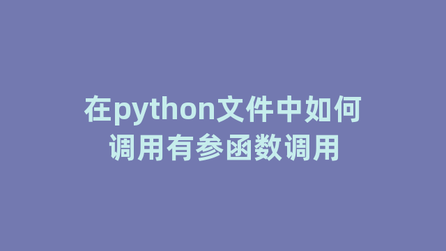 在python文件中如何调用有参函数调用