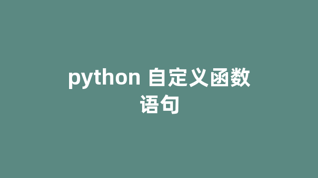 python 自定义函数语句
