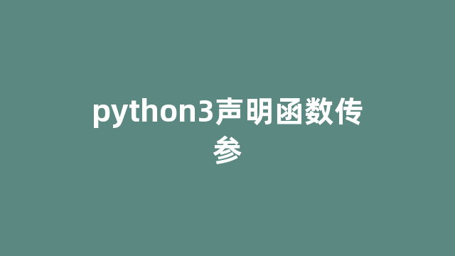 python3声明函数传参