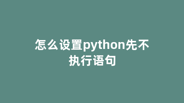 怎么设置python先不执行语句