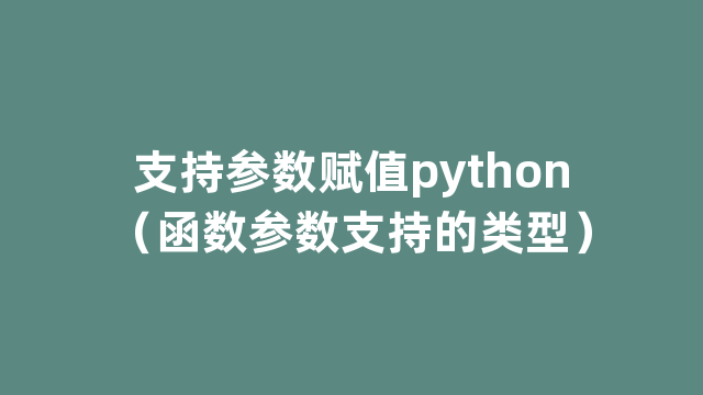 支持参数赋值python（函数参数支持的类型）