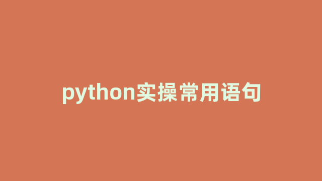 python实操常用语句