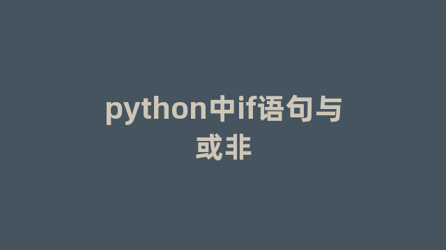 python中if语句与或非