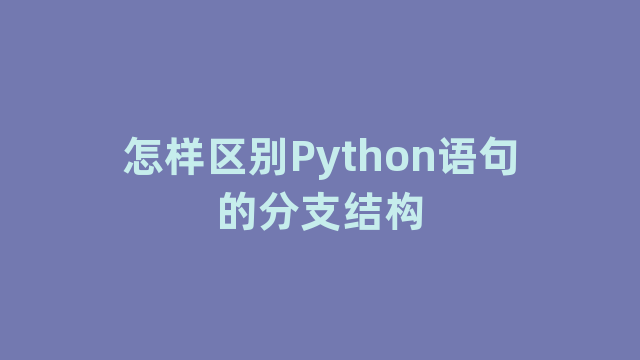 怎样区别Python语句的分支结构