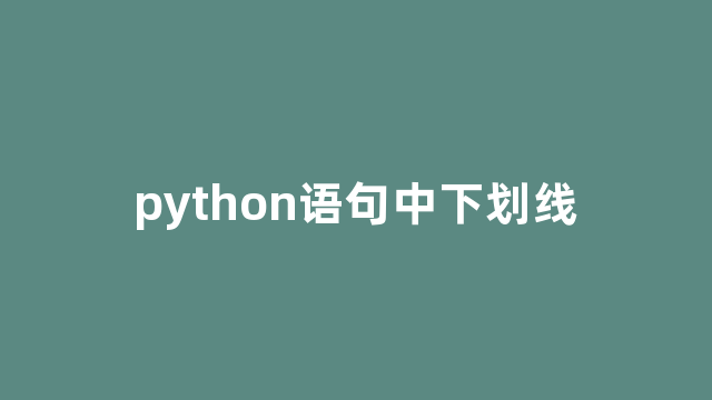 python语句中下划线