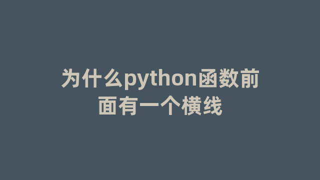 为什么python函数前面有一个横线
